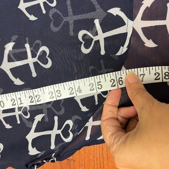 Live 4 Truth Nautical Anchor Navy And White Semi Sheer Blouse Cover  Up Size Med - Picture 10 of 10